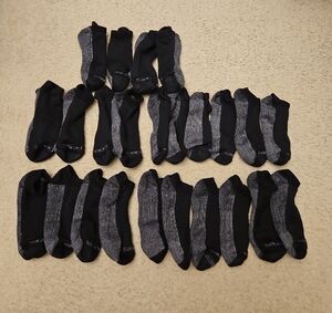 12 Pairs Dickies Men's Casual Ankle Socks | Black & Gray